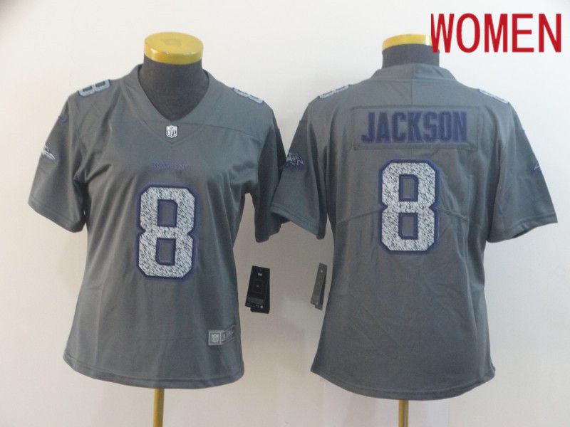 Women Baltimore Ravens #8 Jackson Nike Teams Gray Fashion Static  Limited NFL Jerseys->new york giants->NFL Jersey